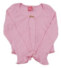 Růžové žebrované propínací bolérko s volánky Barbie