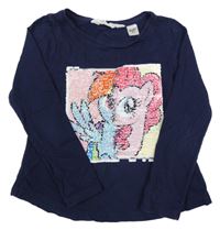 Tmavomodré triko s My Little Pony z překlápěcích flitrů H&M
