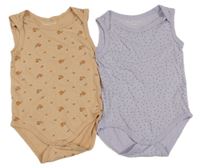 2x body - broskvové s květy + fialové puntíkaté 