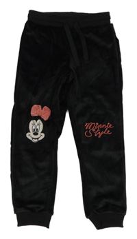 Černé plyšové tepláky s Minnie Disney