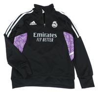 Černo-fialová sportovní mikina s pruhy Adidas