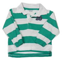 Zeleno-bílá pruhovaná polo mikina s číslem Primark