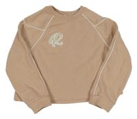 Starorůžová crop oversize mikina s písmenkem Reiss