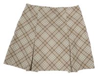 Hnědo-světlehnědo-smetanová károvaná sukně PRIMARK