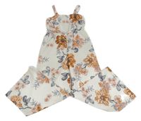 Smetanový květovaný culottes overal Shein