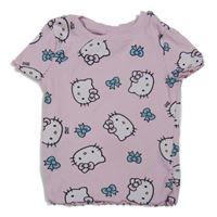 Světlerůžové žebrované crop tričko s Hello Kitty 