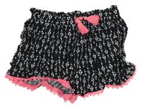 Černo-bílé vzorované lehké kraťasy se střapci Primark