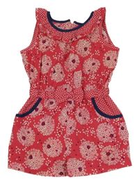 Fuchsiovo-bílý květovaný kraťasový overal Matalan