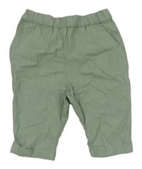 Zelené plátěné kalhoty H&M