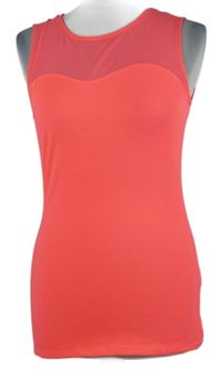 Dámský neonově růžový top s tylovým výstřihem H&M