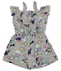Šedý bavlněný kraťasový overal s Minnií a Daisy Disney