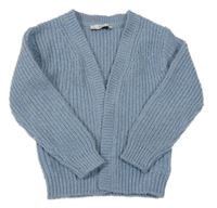 Modrý melírovaný žebrovaný svetrový cardigan se třpytkami C&A