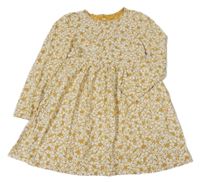 Hořčicovo-bílé květované šaty H&M