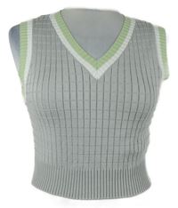 Dámský šedo-zelený pletený crop top Shein 