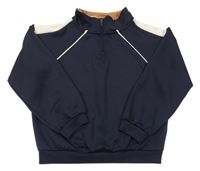 Tmavomodro-béžová sportovní mikina H&M