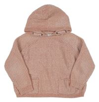 Růžový žinylkový svetr s kapucí Primark