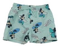Světlemodré plážové kraťasy s Mickeym Disney 
