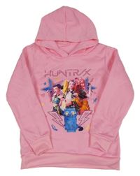 Růžová mikina s Huntrix a kapucí