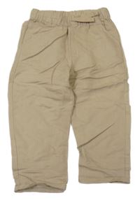 Světlezelené lněné crop kalhoty Zara