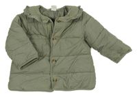 Khaki manšestrová zateplená podšitá binda s límečkem H&M