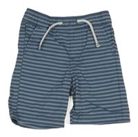 Modrošedé pruhované plátěné kraťasy Primark