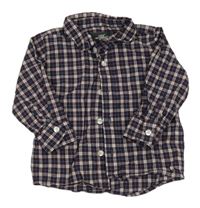 Tmavomodro-bílo-vínová kostkovaná košile H&M