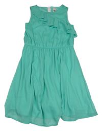 Tyrkysové třpytivé šifonové šaty C&A
