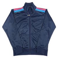 Tmavomodrá propínací sportovní mikina s pruhy