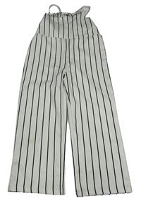 Bílo-černý pruhovaný culottes overal s volánem