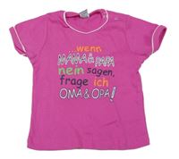 Fuchsiové tričko s nápisem Trigema
