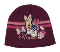 Tmavorůžová pletená čepice s Minnie 