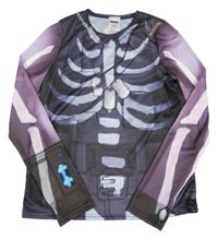 Kostým - Tmavošedo-fialové triko s kostmi - Fortnite