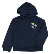 Tmavomdorá mikina s vesmírem a kapucí Primark