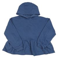 Tmavomodrá žebrovaná peplum mikina s kapucí Primark