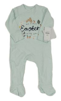 Nové - Světlemodro-bílý pruhovaný overal se zvířaty George