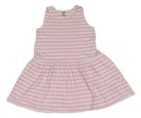 Bílo-neonově růžové pruhované bavlněné šaty H&M