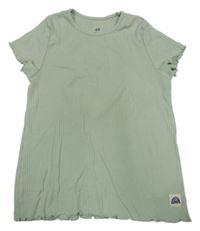 Zelené žebrované tričko H&M