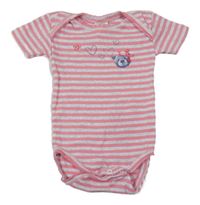 Růžovo-šedé pruhované body s medvídkem Absorba