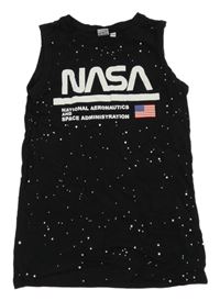 Černo-bílé tílko s nápisem - NASA a vlajkou 