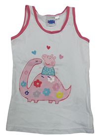 Bílá košilka s Peppou a dinosaurem
