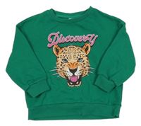 Zelená mikina s leopardem shein