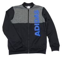 Černo-šedá sportovní propínací mikina s logem Adidas