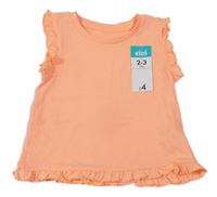 Nové - Neonově růžový žebrovaný top s volánky Matalan