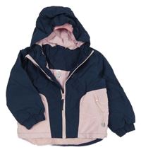 Tmavomodro-růžová šusťáková lyžařská bunda s kapucí Lupilu
