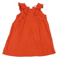 Červené šaty s madeirou a volány H&M