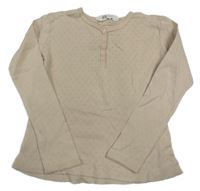 Béžové triko s perforovaným vzorem a knoflíky H&M