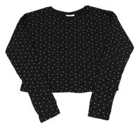 Černé crop puntíkaté triko Matalan