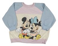 Smetanovo-světlerůžovo-světlemodrá mikina s Minnie a Mickeym Next