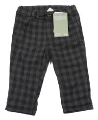 Nové - Šedo-černé kostkované kalhoty H&M