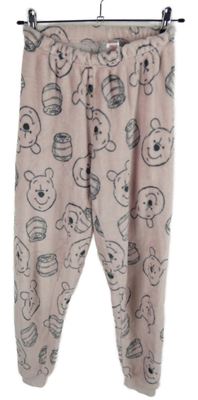 Dámské světlerůžové plyšové kalhoty s medvídkem Pú Primark 